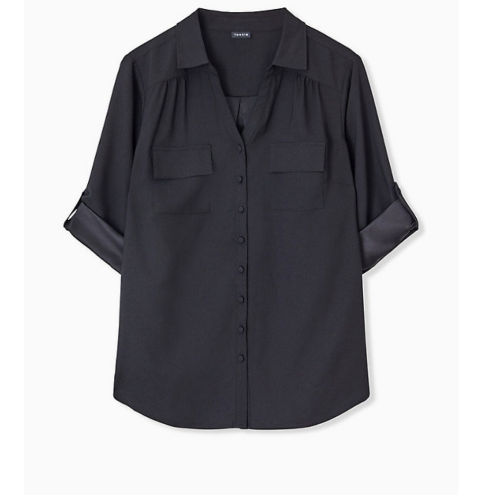New w/ tags torrid Madison black crepe satin shirt